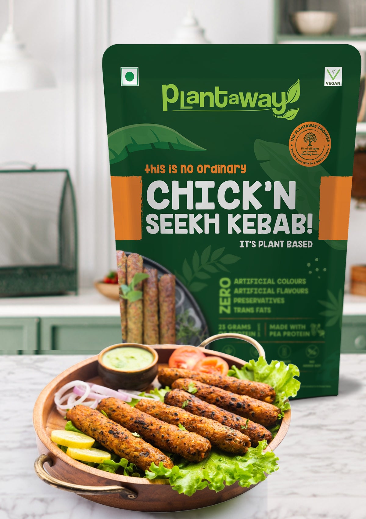 Test Plant Based Chick'n Seekh Kebab